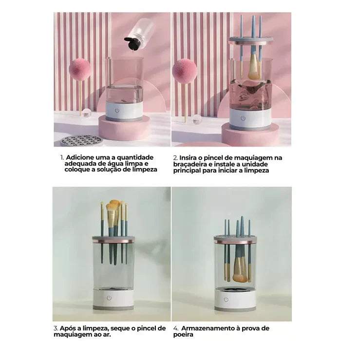 MakeClean™ Limpador de Pincel de Maquiagem 3 em 1 [Brinde Kit Completo de Pinceis]